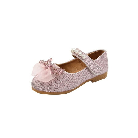 

Woobling Children Mary Jane Sandals Bowknot Flats Ankle Strap Dress Shoes Wedding Princess Shoe Casual Comfort Cute Pink 1Y