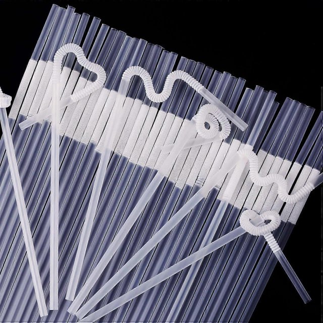 300 Pcs Clear Flexible Plastic Straws. BPA-Free Disposable Bendy Straws. 10.2" Long and 0.23\' Diameter