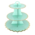 thumbnail image 1 of PENGXIANG 3 Tiers Cupcake Stand Bronzing Edge Disposable Paper Cake Dessert Pastry Holder Display Rack Tower Baby Shower Birthday Graduation Wedding Party Supplies White One Size, 1 of 13