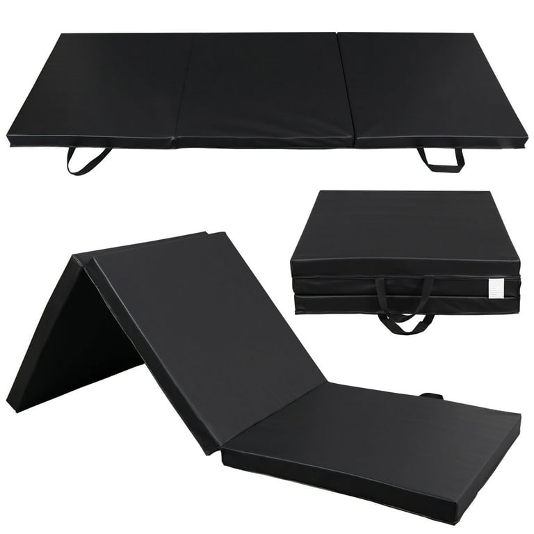 Heavy Duty Folding Mat 2 inch Thick Foam Panel Gym Workout, Black, Sunny Health Fitness, Size: 6' x 2' x 2 / 72 x 24 x 2
