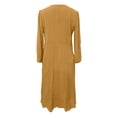 thumbnail image 2 of Frontwalk Ladies Maxi Dresses Buttons Decor Full Length Dress Long Sleeve Women Vintage V Neck Yellow -brown S, 2 of 5