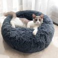 thumbnail image 2 of Modern Soft Plush Round Pet Bed for Cats or Small Dogs, Mini Medium Sized Dog Cat Bed Self Warming Autumn Winter Indoor Snooze Sleeping Cozy Kitty Teddy Kennel (20'' D x 8'' H, Light Grey), 2 of 5