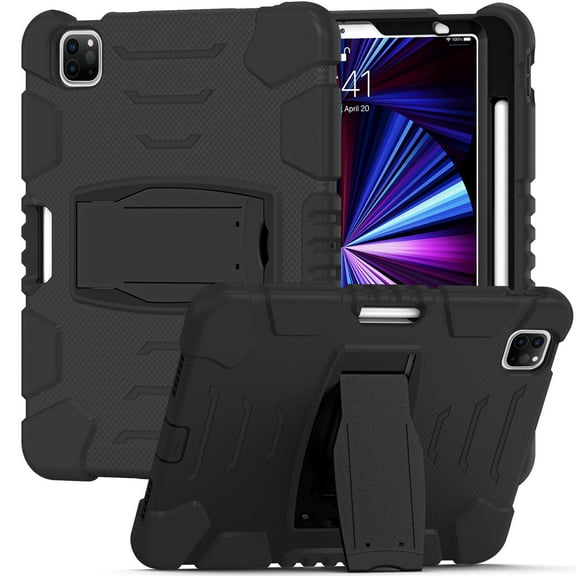 XYX Case for iPad Pro 11 inch (4th/3rd/2nd/1st Gen), Dual Layer Slim Heavy Shockproof Rugged Protective Cover Case with Kickstand (Black)