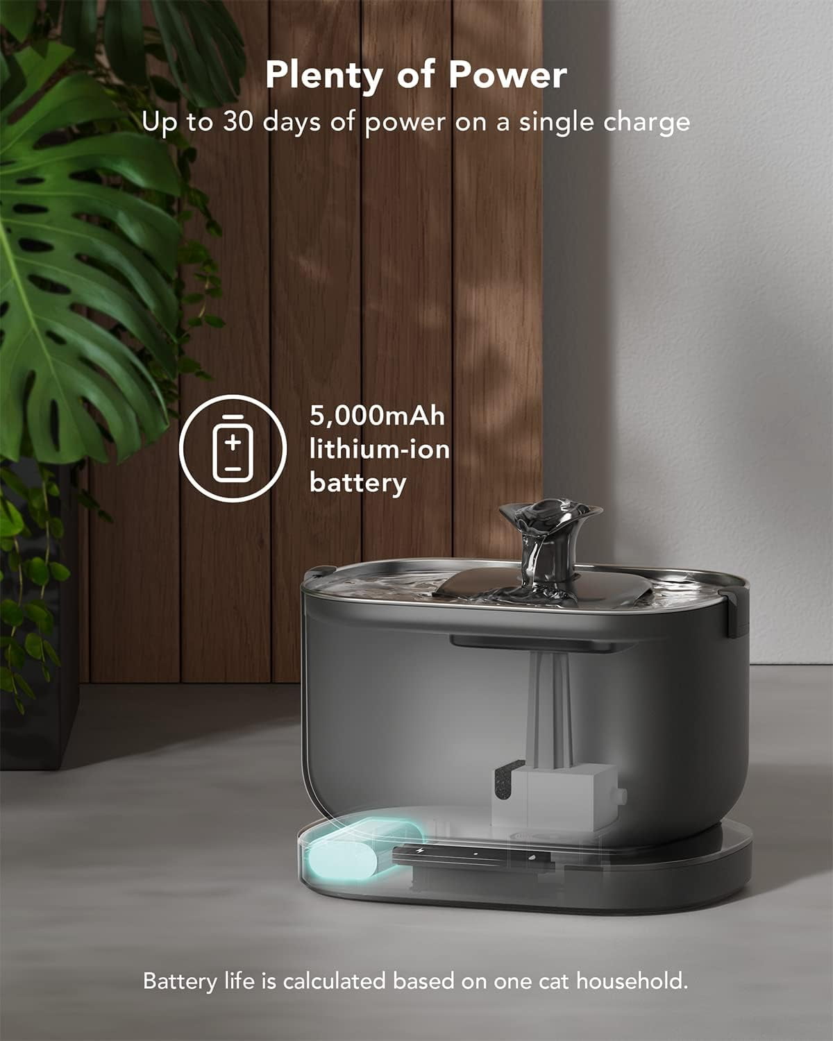 PETLIBRO Silent Rechargeable Cat Water Fountain, 2.5L, Stainless Steel, Quiet Pump, Easy Clean, BPA-Free