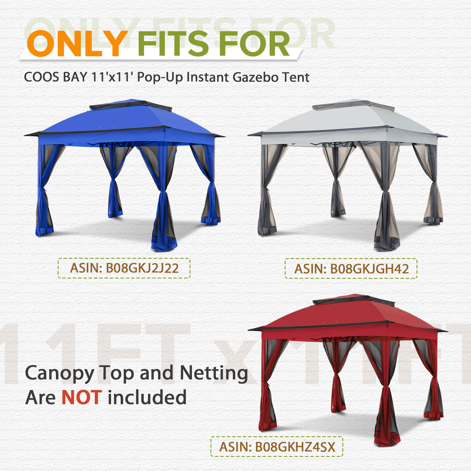 COOS BAY 11x11 Replacement Pop up Gazebo Tent Steel Frame Only, Gray