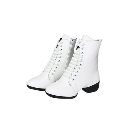 

Harsuny Ladies Performance Comfort Jazz Dance Boot Nonslip Zip Up Leather Flats Modern Lightweight Block High Ballet Shoes White 7