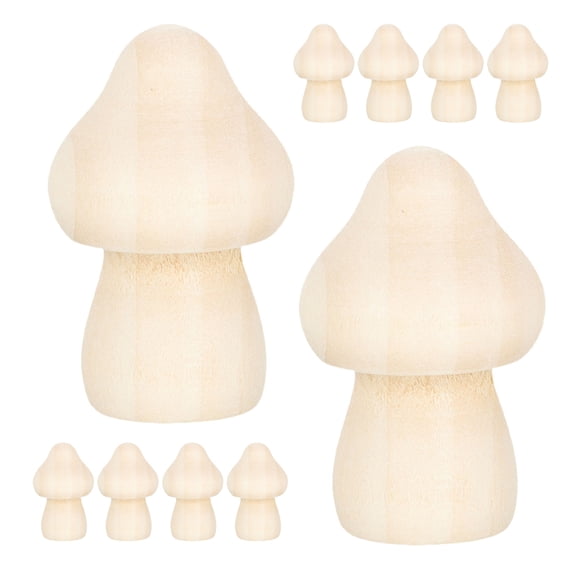UPGRATOR 15Pcs Wood Mushroom Statue Unfinished Wooden Figurines for Table Decorations Diy Projects