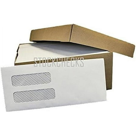 500ct #10 Double Window Envelopes - Gummed Seal, Security Tinted Envelopes.("9 /2" X"4 /8")