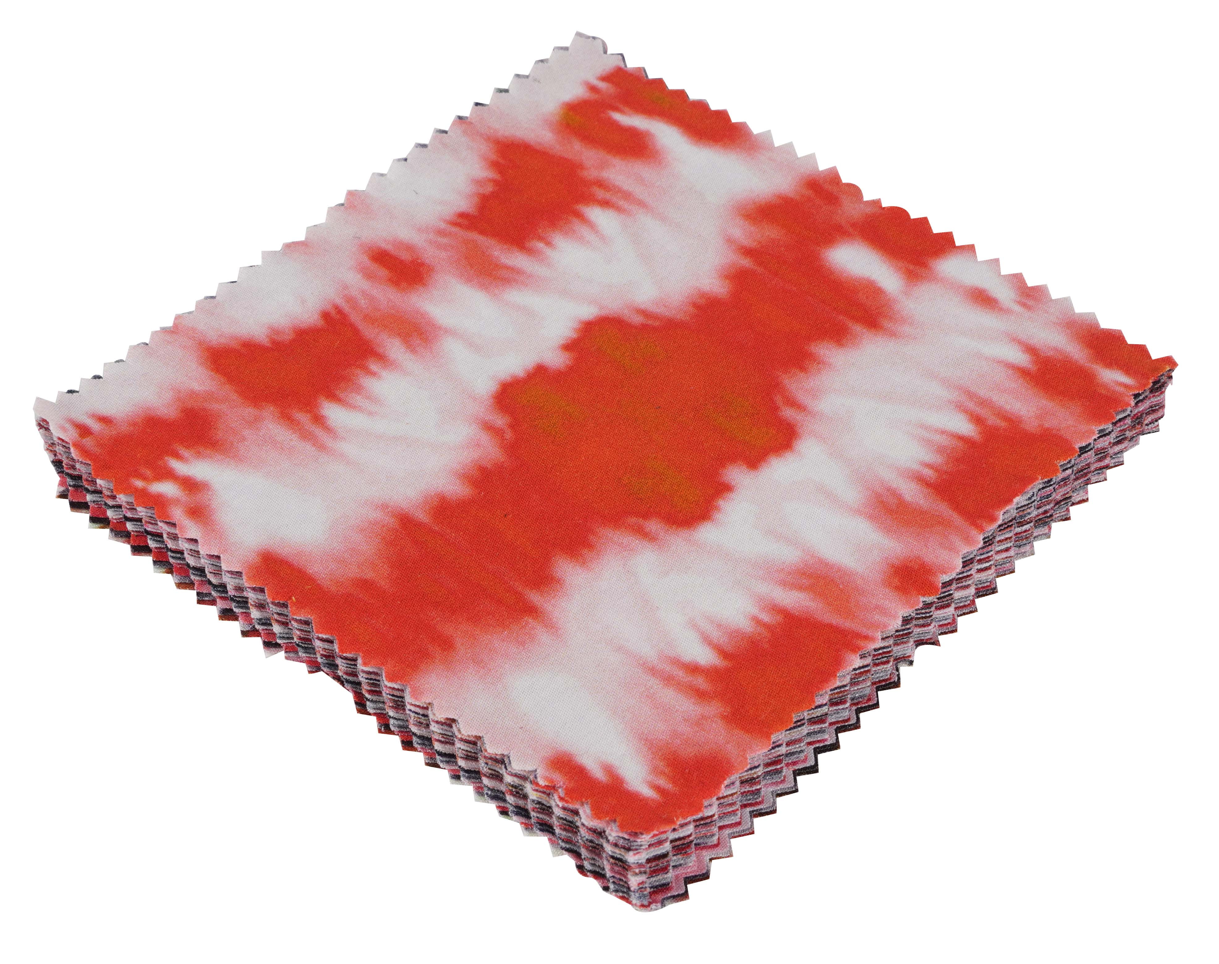 Soimoi Precut 10-inch Tie & Dye Prints Cotton Fabric Bundle Quilting Squares Charm Pack DIY Patchwork Sewing Craft- Red & Gray