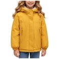 thumbnail image 4 of JUMEYU Girls Fleece Lined Jacket Warm Windproof Hooded Zip Up Kids Winter Coat with Pockets Sizes 1-14Y (Yellow,9-10 Years), 4 of 8