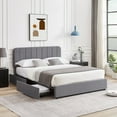 thumbnail image 1 of VECELO Full Upholstered Platform Bed Frame with 4 Storage Drawers and Adjustable Headboard, Wooden Slats Support, No Box Spring Needed, Dark Gray, 1 of 7