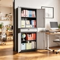 thumbnail image 3 of Metal Garage Storage Cabinet with Lockable Doors and Adjustable Shelves, 71" H Tool Cabinet for Home, Office, Warehouse, Black Grey, 3 of 6