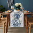 thumbnail image 2 of Summer Coastal Coral Table Runner - 72 Inch Long, Kitchen Dining Table Runner Dresser Scarves, Blue Ocean Conch Shell Blue Farmhouse Decor for Coffee Tables Wedding Party Banquet, 2 of 8