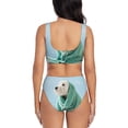 thumbnail image 3 of Wukai Dog Wrapped in Towel Women's Bikini Set Two Piece,wimsuit High Waisted V Neck Twist Front Adjustable Spaghetti Straps Bathing Suit-Medium, 3 of 7