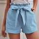 thumbnail image 1 of ICHUANYI Clearance Women's Fashion Solid Color Casual Wide Leg Loose High Waist Lace-up Shorts(Sky Blue, XXL) ICHUANYI WER2023081007884, 1 of 6