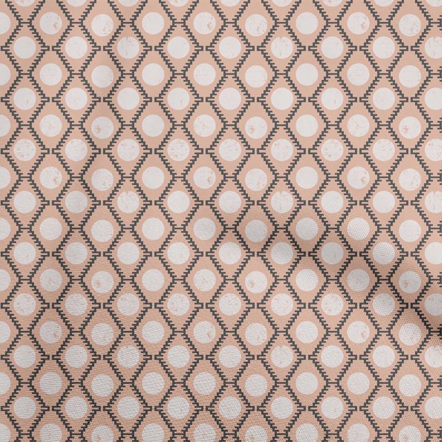 oneOone Cotton Jersey Light Brown Fabric Asian Block Print Geometric Sewing Craft Projects Fabric Prints By Yard 58 Inch Wide