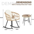 thumbnail image 4 of LAZZO 3-Piece Patio Conversation Set, Outdoor Wicker Rocking Chair Set with Cushions and Table, Beige, 4 of 9