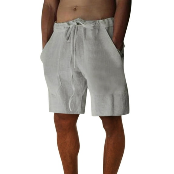 Shorts 6 Inch Male Summer Casual Solid Short Pant Drawstring Short Trouser Pant Big Pocket Short Open House Grey Large