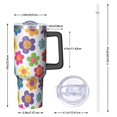 thumbnail image 2 of 40oz Pioneer Flower Floral Print Pattern Insulated Tumbler with Handle, BPA-Free Leak Proof Lid and Straws, Double Wall Vacuum, Hot 12h/Cold 34h, 2 of 6