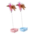 thumbnail image 3 of Juguete interactivo Zulema Cat Feather Teaser Collar IQ rosa y azul, 3 of 8