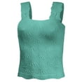 thumbnail image 4 of Gyexs Cropped Tank Tops for Women Square Neck Wide Straps Crop Tank Tops Backless Lettuce Trim Slim Fit Camisole Tank Tops (Light Green, M), 4 of 5