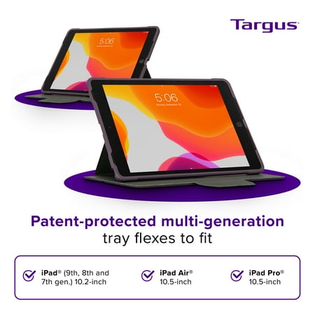 Targus - Pro-Tek Antimicrobial Case for iPad (9th, 8th and 7th gen.) 10.2", iPad Air 10.5", and iPad Pro 10.5" - Purple