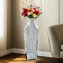 LUVODI Floor Vase Crushed Diamond Mirrored Vase 26.97inch Tall Crystal Silver Glass Decorative Mirror Vase for Home Decor