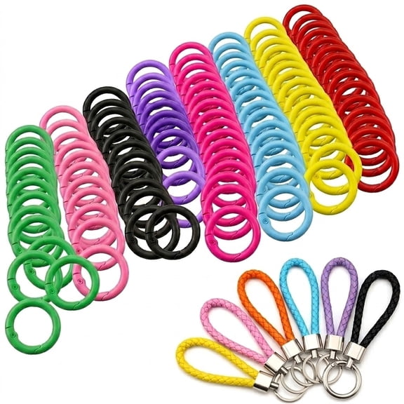 86Pcs Metal Carabiner Clips with O Rings, Colorful Keychain Clips, Spring Snap Hooks Key Ring Clips for DIY Keychains, Bag Charms, Handbags, Purses & Crafts