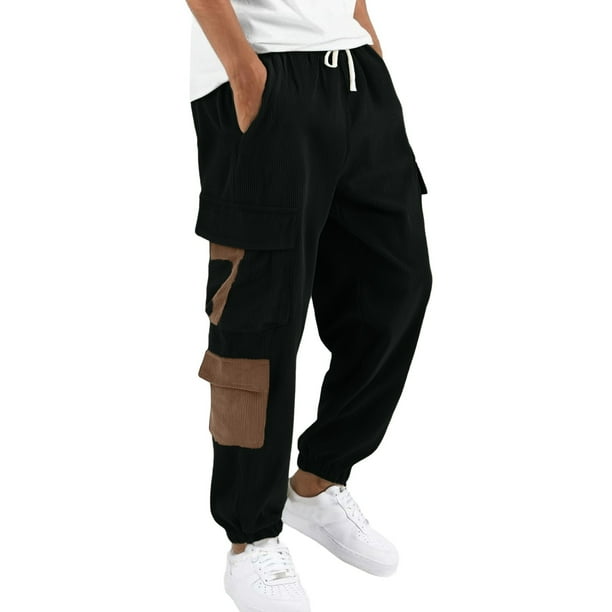 Pantalones cargo para hombre para exteriores - Estilo jogger de pana - Poliéster, bolsillos utilitarios, tallas S-XXL