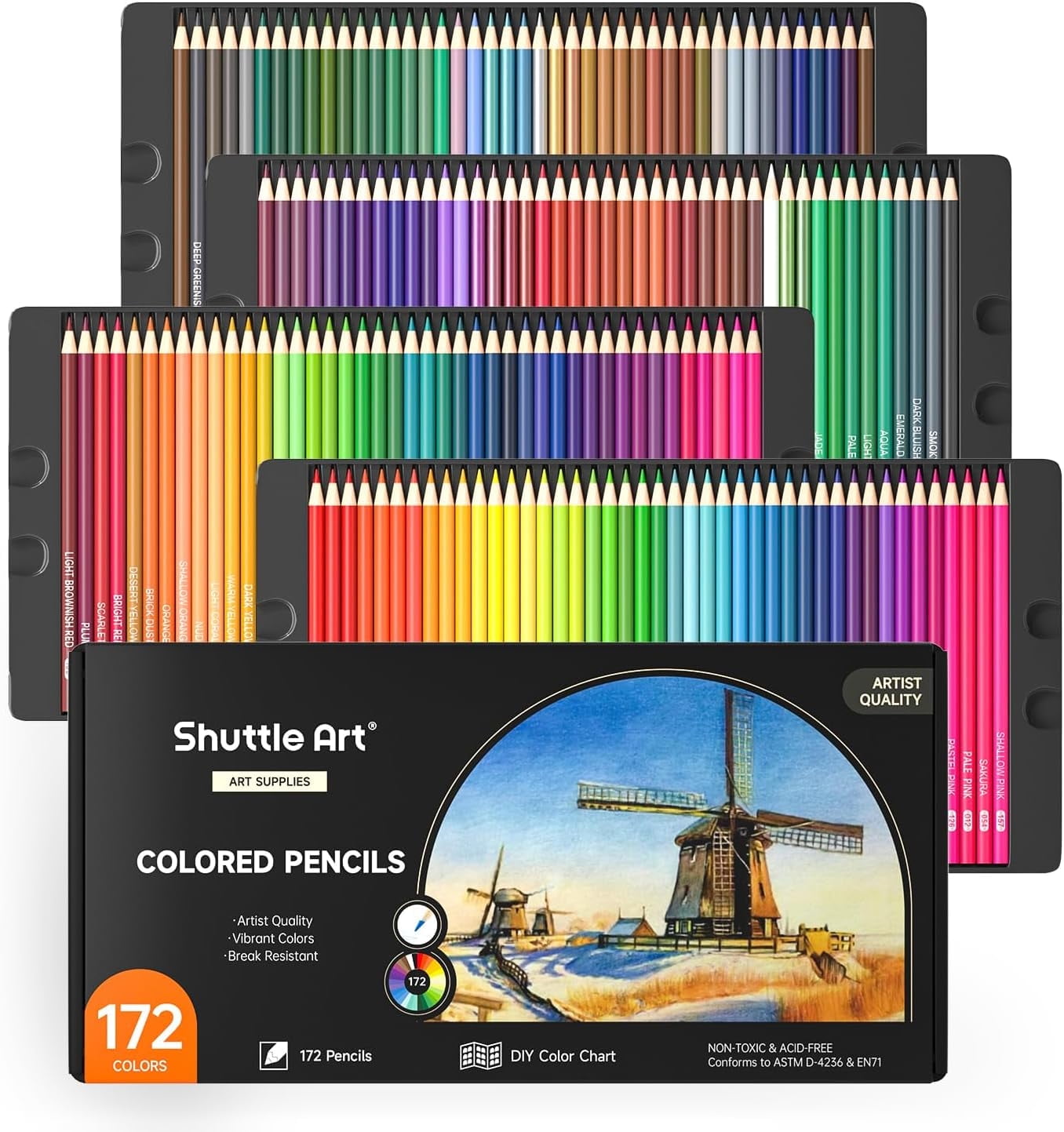 Shuttle Art 172 Colored Pencils Set for Drawing Sketching Adult