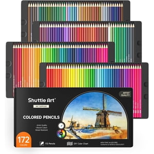 Shuttle Art Colored Pencils, Soft Core, 172 Count Set