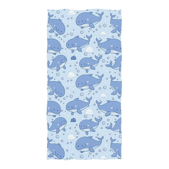 Cute Whale and Bubbles Beach Towel Oversized 74"x37" Pool Towels Soft Absorbent Extra Large Quick Drying for Bathroom