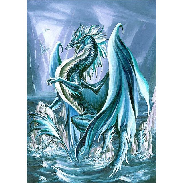 Pintura de diamante (DE4610) 5D DIY Square Sea Dragon bordado de punto de cruz 20X30cm Hugtrwg Para estrenar