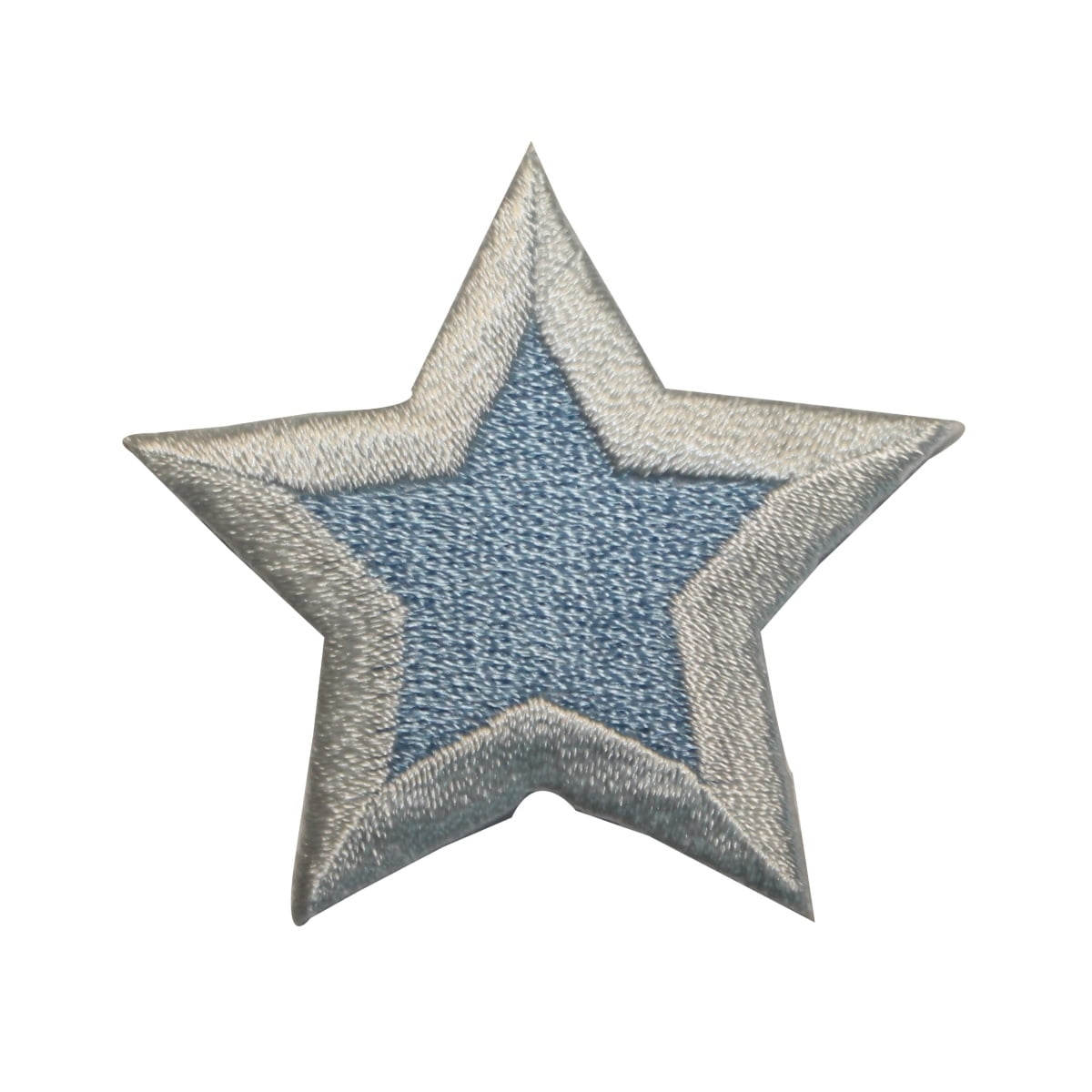 ID 3544 Blue Star White Trim Patch Decoration Craft Embroidered Iron On