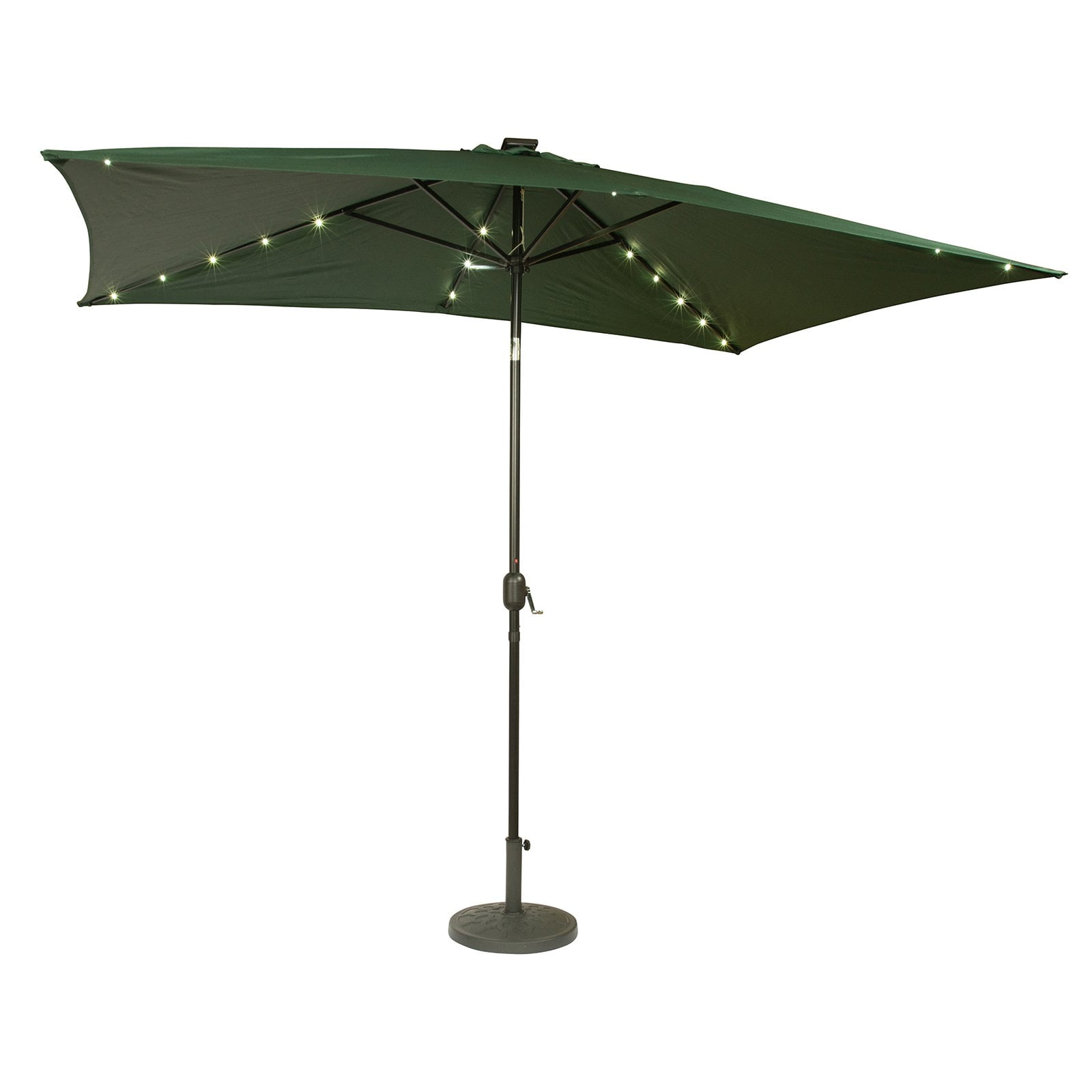 Rectangular Solar Powered LED Lighted Patio Umbrella 10' x 6.5' By
