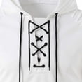 thumbnail image 6 of VBTAPA Mens Beach Outfits 2 Piece Cotton Linen Set Lace Up Short Sleeve Hooded Shirt and Shorts Set Retro Boho Resort Wear White S, 6 of 7