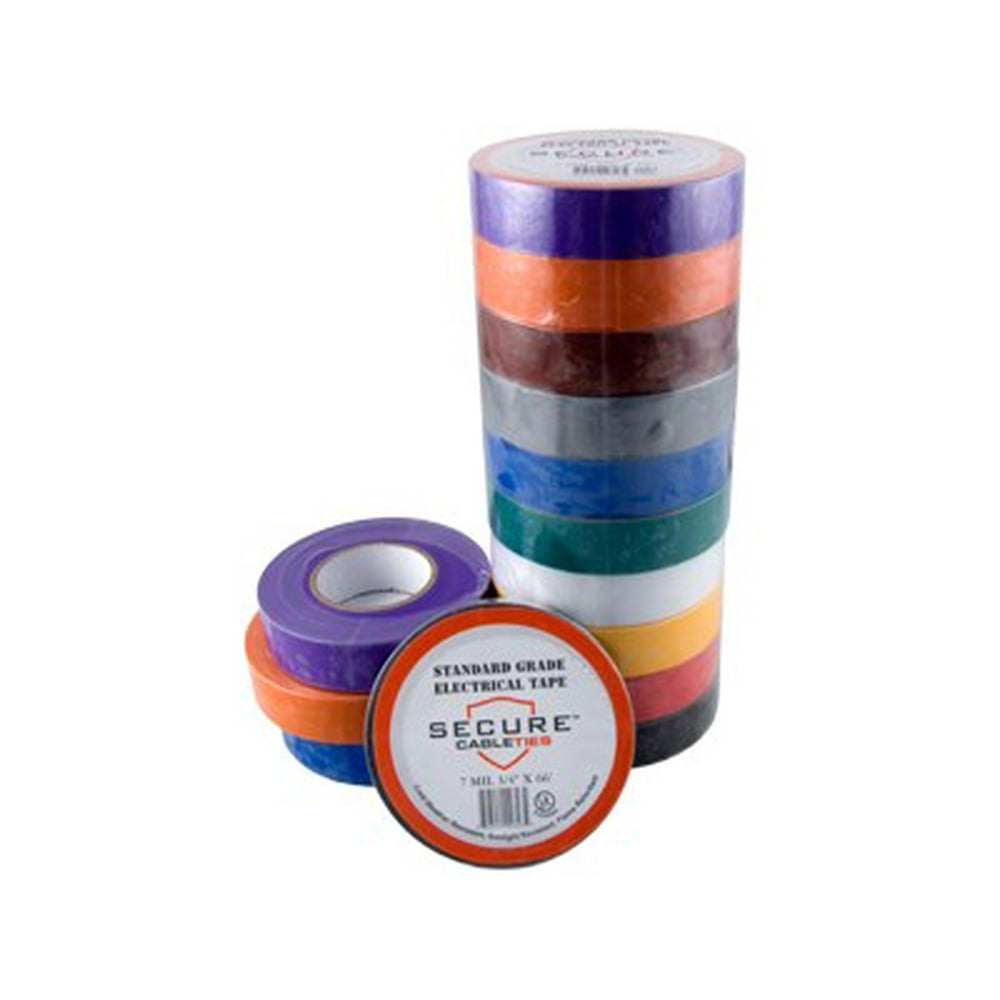 Secure Cable Ties MultiColored Electrical Tape 3/4 Inch x 66 Feet 10