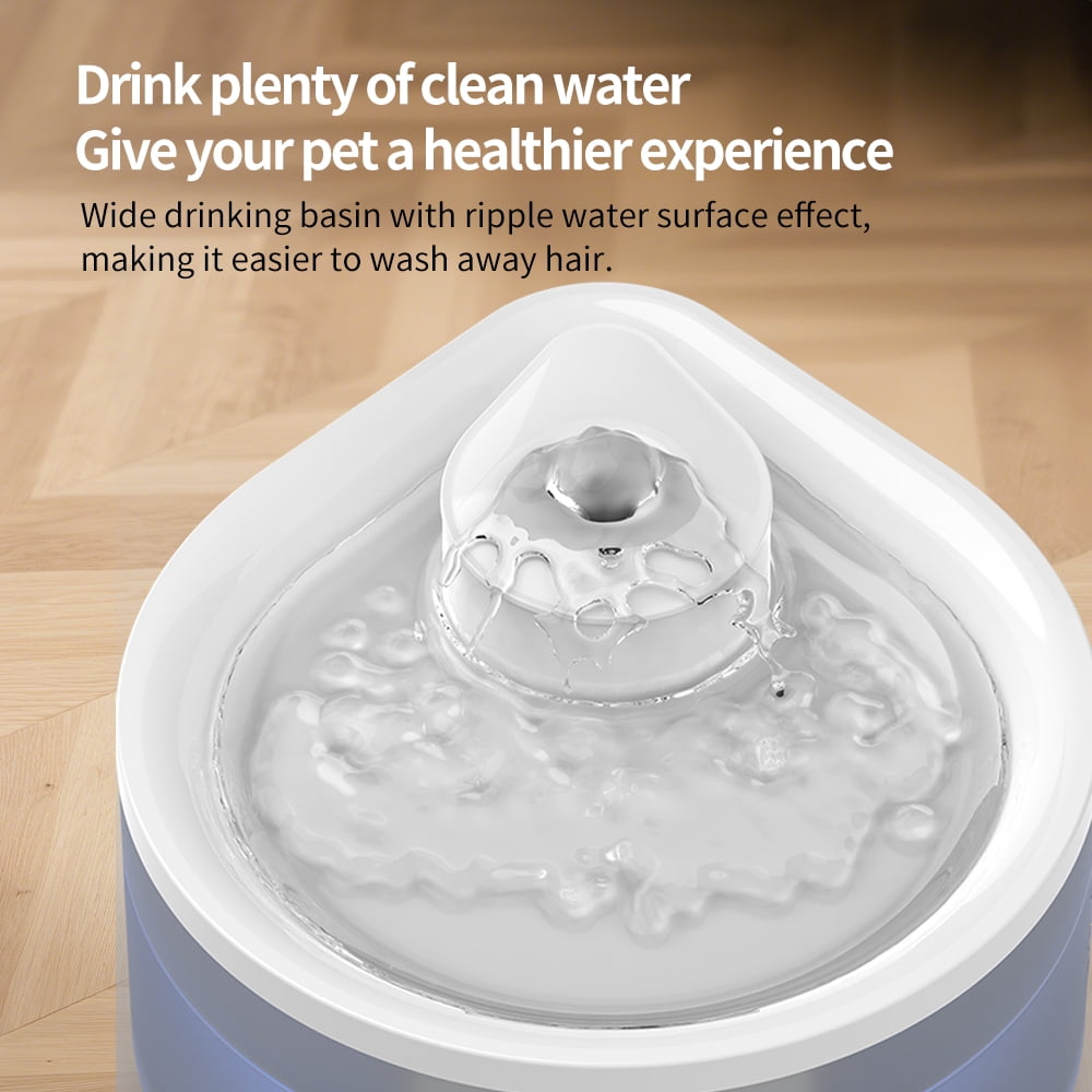 Cat Water Fountain, 2.5L Quiet and Easy to Clean, Drop Design with LED Light, Water Fountain for Indoor Cats & Dogs, Small Pets, with 3 Pack Filters, White