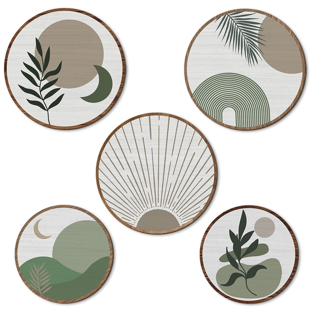 Gmogad Boho Art Wall Decoration Wooden Round Geometric Hanging Wall Decor Boho Home Interior Accent Modern Bohemian Wall Sticker Kids Room Living Room Nursery Creative Wall Art for Bedroom Office