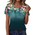 thumbnail image 2 of Roncen Short Sleeve Shirts for Women Pleated Crewneck Cute Blouses Dressy Casual Elegant Tops Loose peasant Summer T-Shirts, 2 of 8