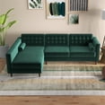 thumbnail image 5 of Marcus Living Room Pillow Back Green Velvet L-Shaped Sectional Couch, 5 of 5