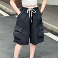 thumbnail image 2 of Glisme Teen Girls Trousers Solid Color With Pockets And Drawstring Autumn Soft Girls Wide Leg Pants, 2 of 7