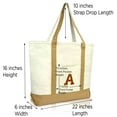 thumbnail image 3 of DALIX Initial Tote Bag Personalized Monogram Brown Zippered Top Letter - A, 3 of 7