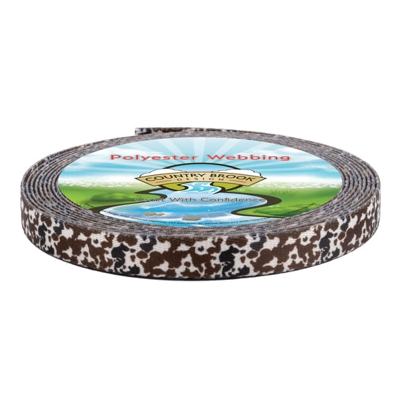 Country Brook Design® 1/2 inch Cow Print Polyester Webbing, 10 Yards