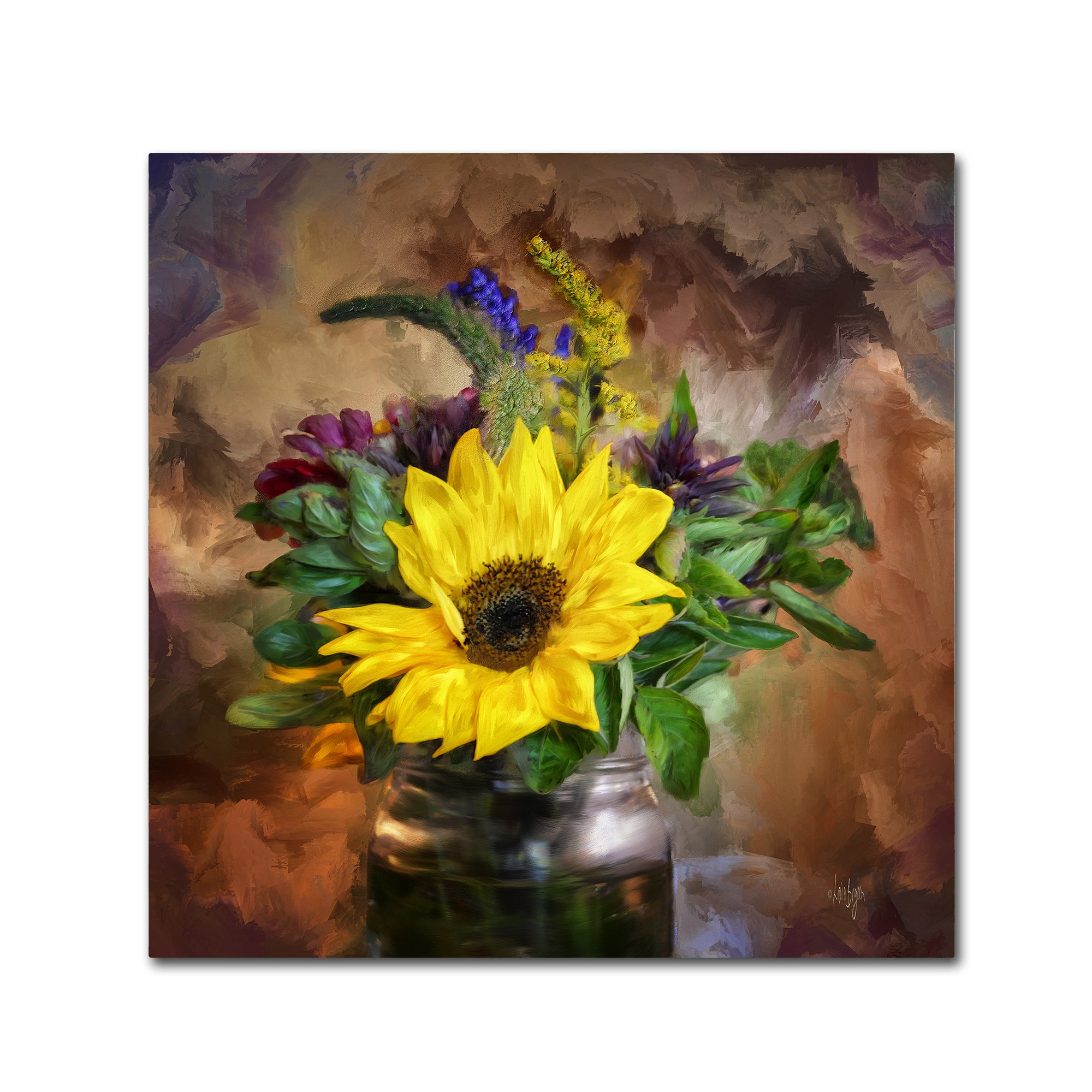 Trademark Fine Art "A Jar of Wildflowers" Canvas Art by Lois Bryan