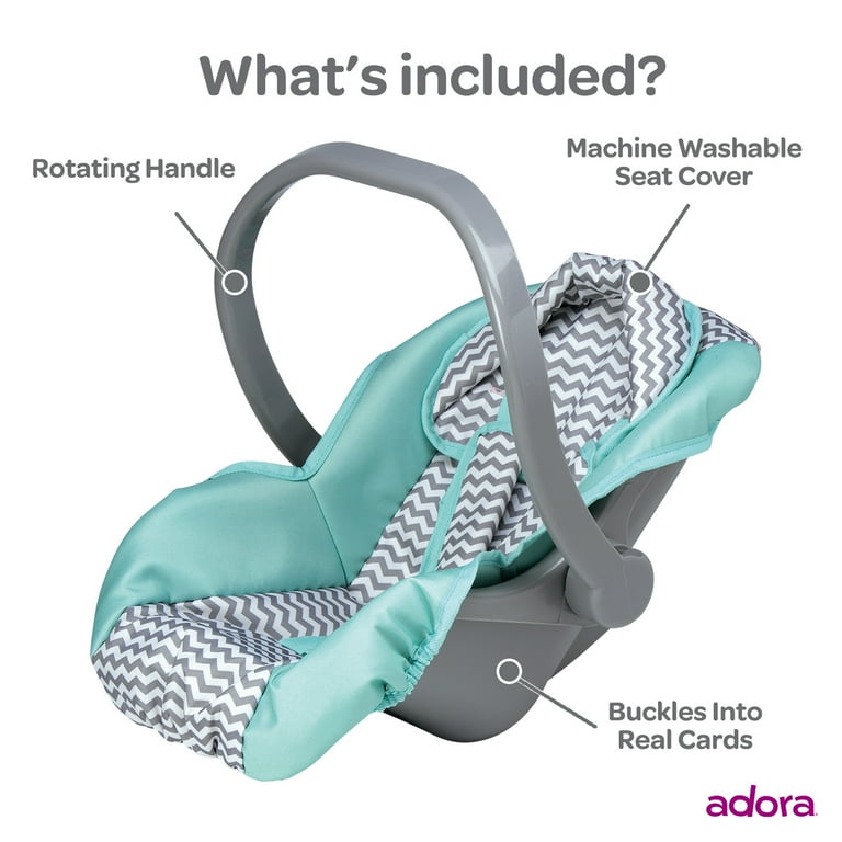 Adora Baby Doll Car Seat Carrier with Removable Seat Cover Machine Washable Fits Most Dolls Plush Animals Up To 20 Birthday Gift For Children