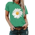 thumbnail image 4 of TIHLMK Shirts for Women Green Plus Size Women Short Sleeve Floral Printed Sunflower O-Neck Tops T-Shirt Blouse Gift for Womens Tops, 4 of 5