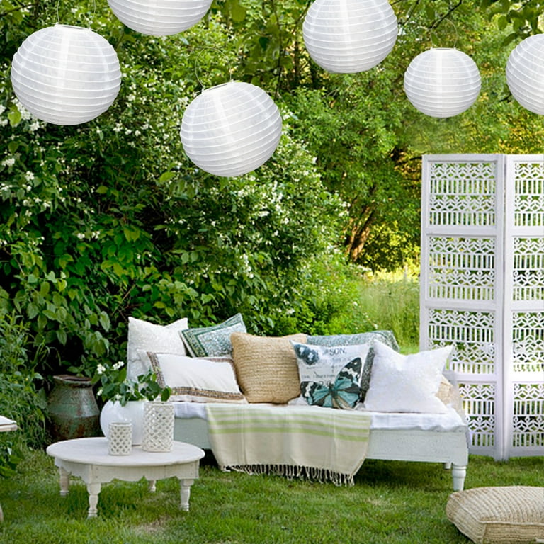 Chinese Round Nylon Lantern with LED Lantern Lights for Indoor and Outdoor Decoration 3 Pack