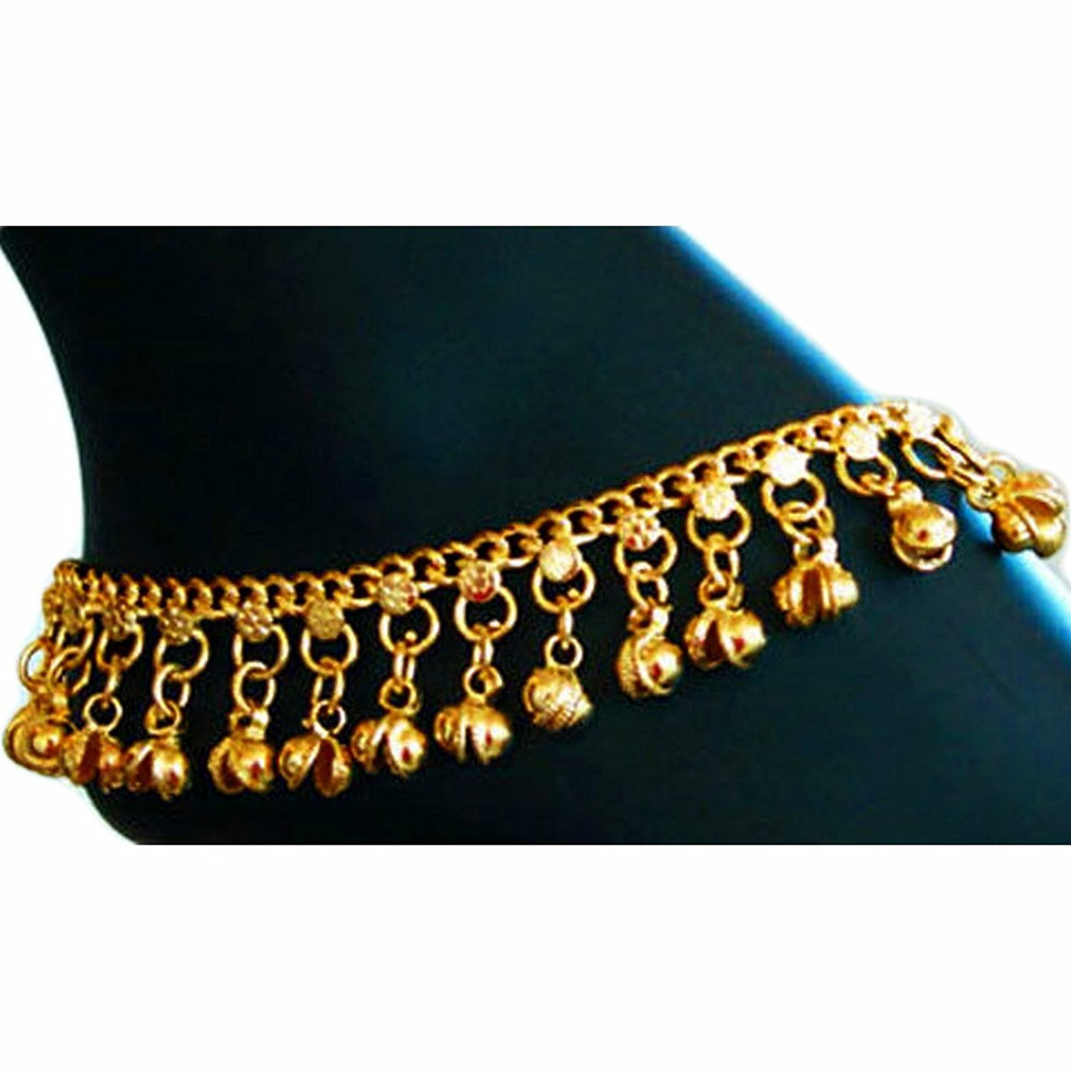 Anklet India Bells with Glass Beads Great for Belly Dancers