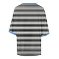 thumbnail image 6 of Tfken Women Tshirts For Summer Crew Neck Half Sleeve Stripe Tops Trendy Daily Wear Female Soft Shirts Black, 6 of 6